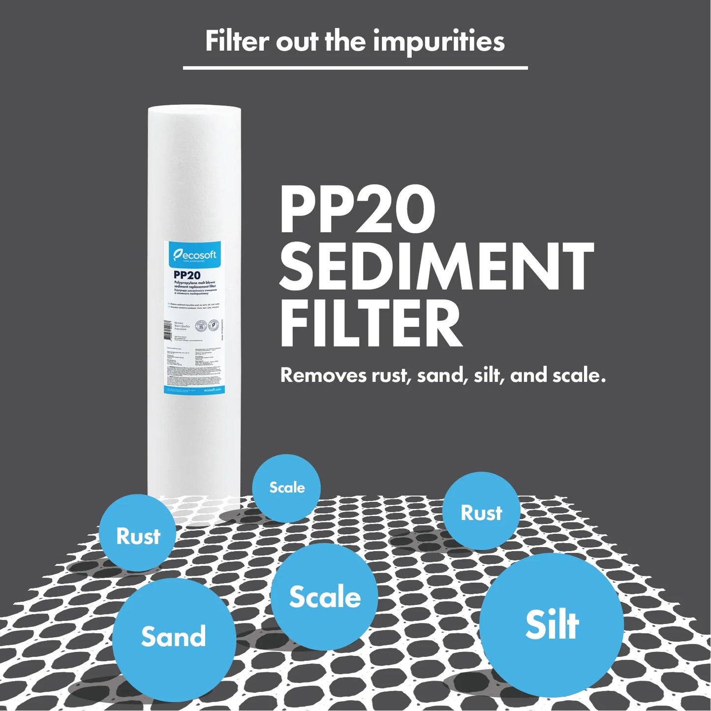 PP melt blown Sediment Replacement Filter 2.5” x 10”, 20 micron - ZYV WATER