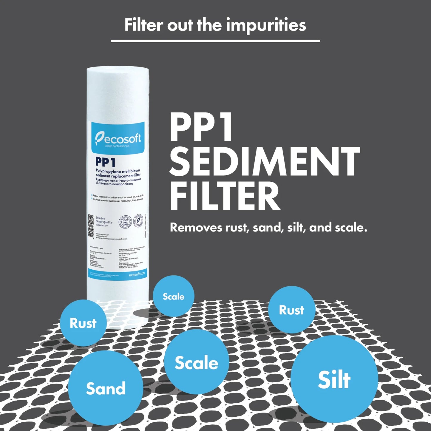 PP melt blown Sediment Replacement Filter 2.5” x 10”,  1 micron - ZYV WATER