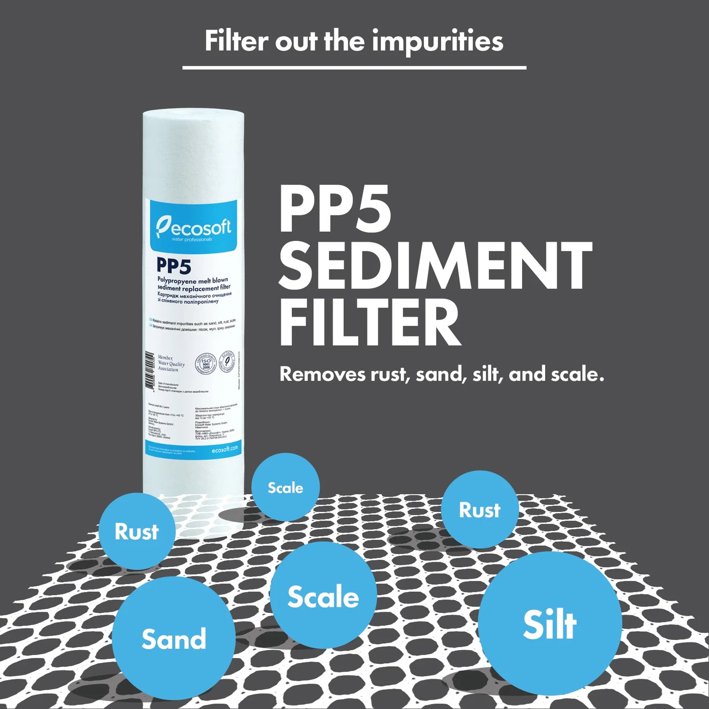 PP melt blown Sediment Replacement Filter 2.5” x 10”,  5 micron - ZYV WATER
