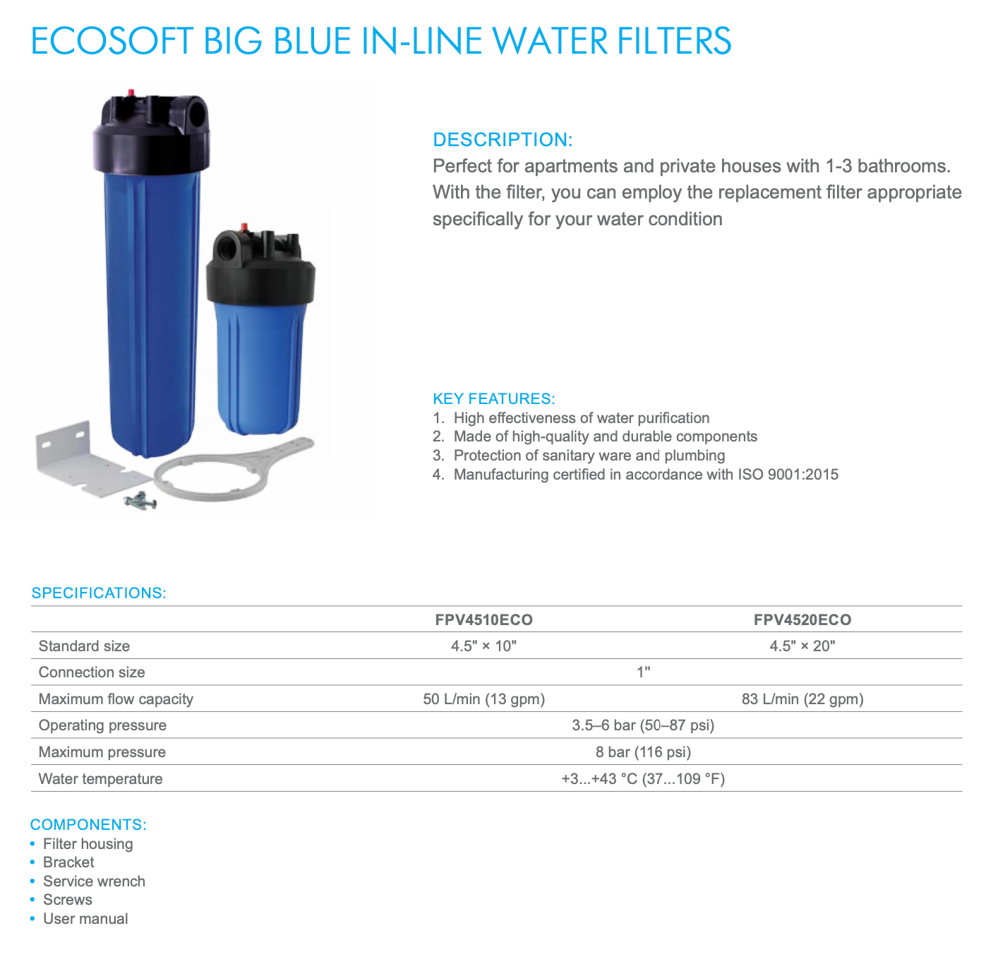 Big Blue Filter with Housing, 20” - ZYV WATER