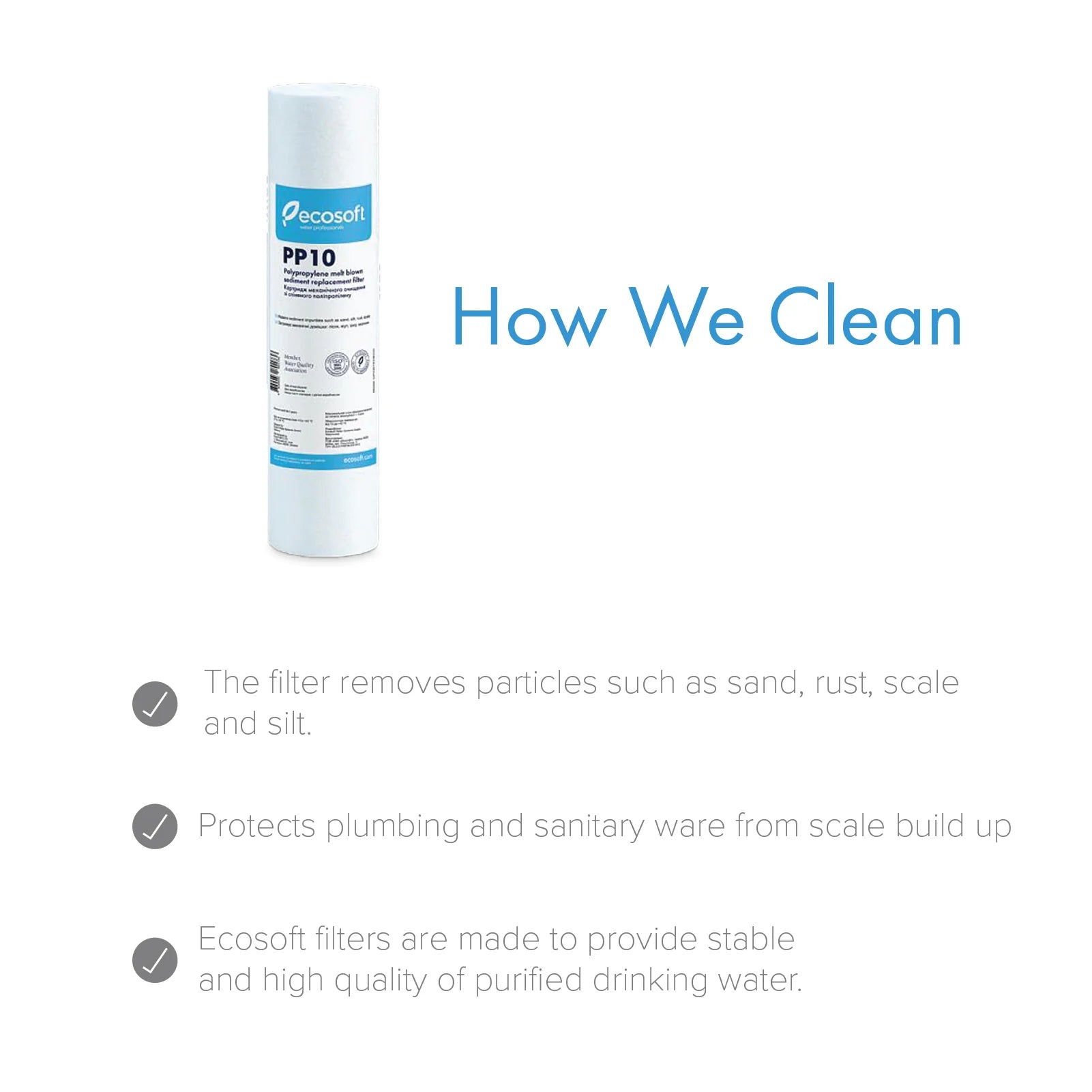 PP melt blown Sediment Replacement Filter 2.5” x 10”,  10 micron - ZYV WATER