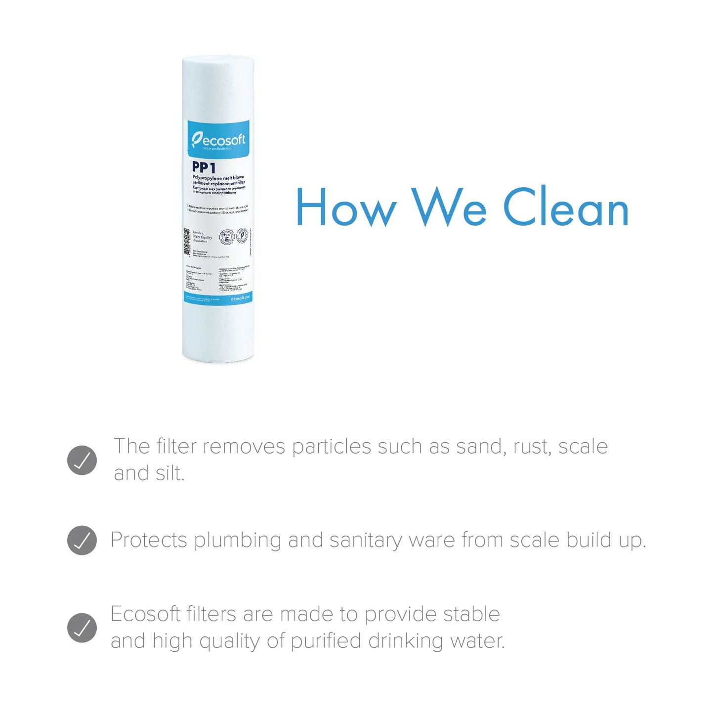PP melt blown Sediment Replacement Filter 2.5” x 10”,  1 micron - ZYV WATER