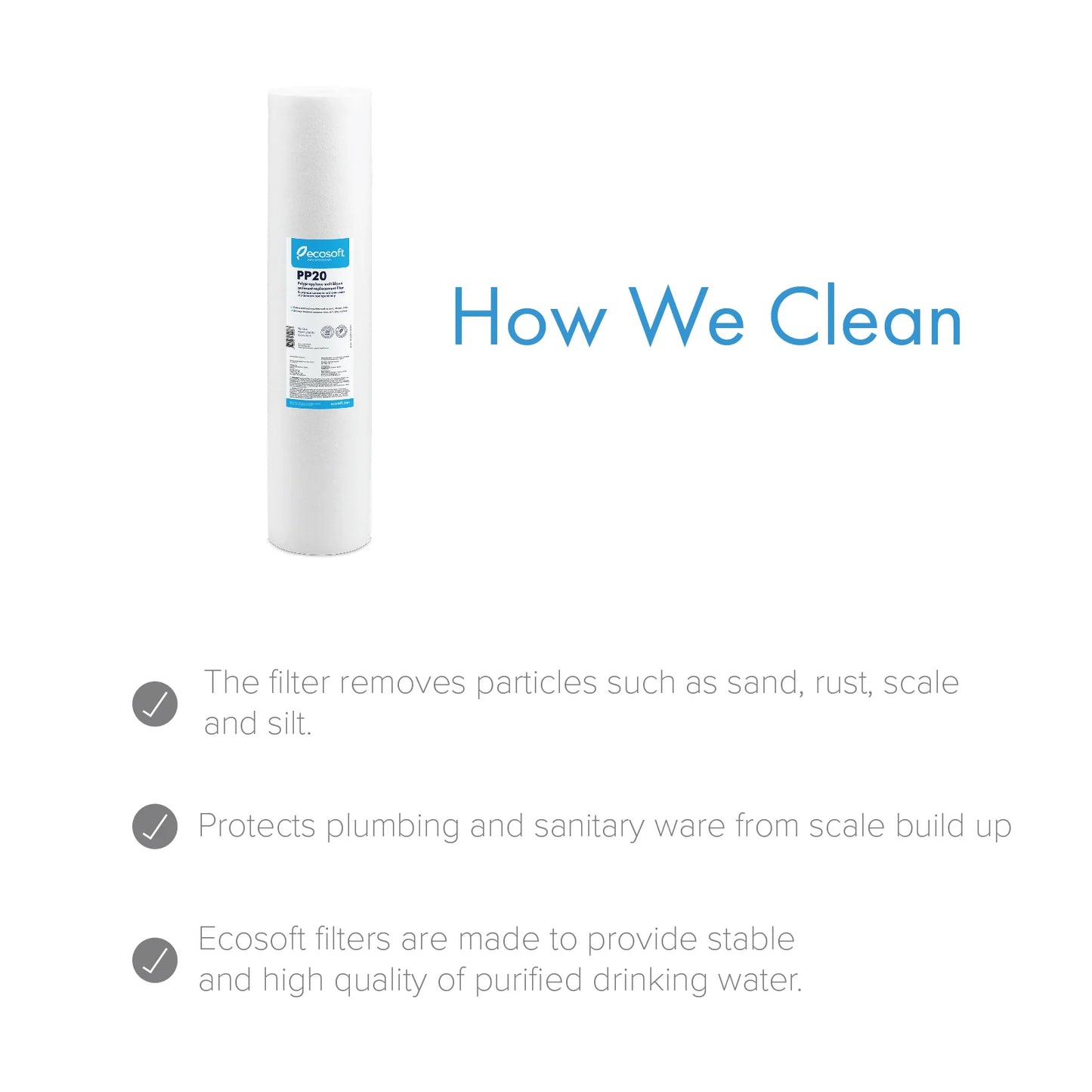 PP melt blown Sediment Replacement Filter 2.5” x 10”,  20 micron - ZYV WATER