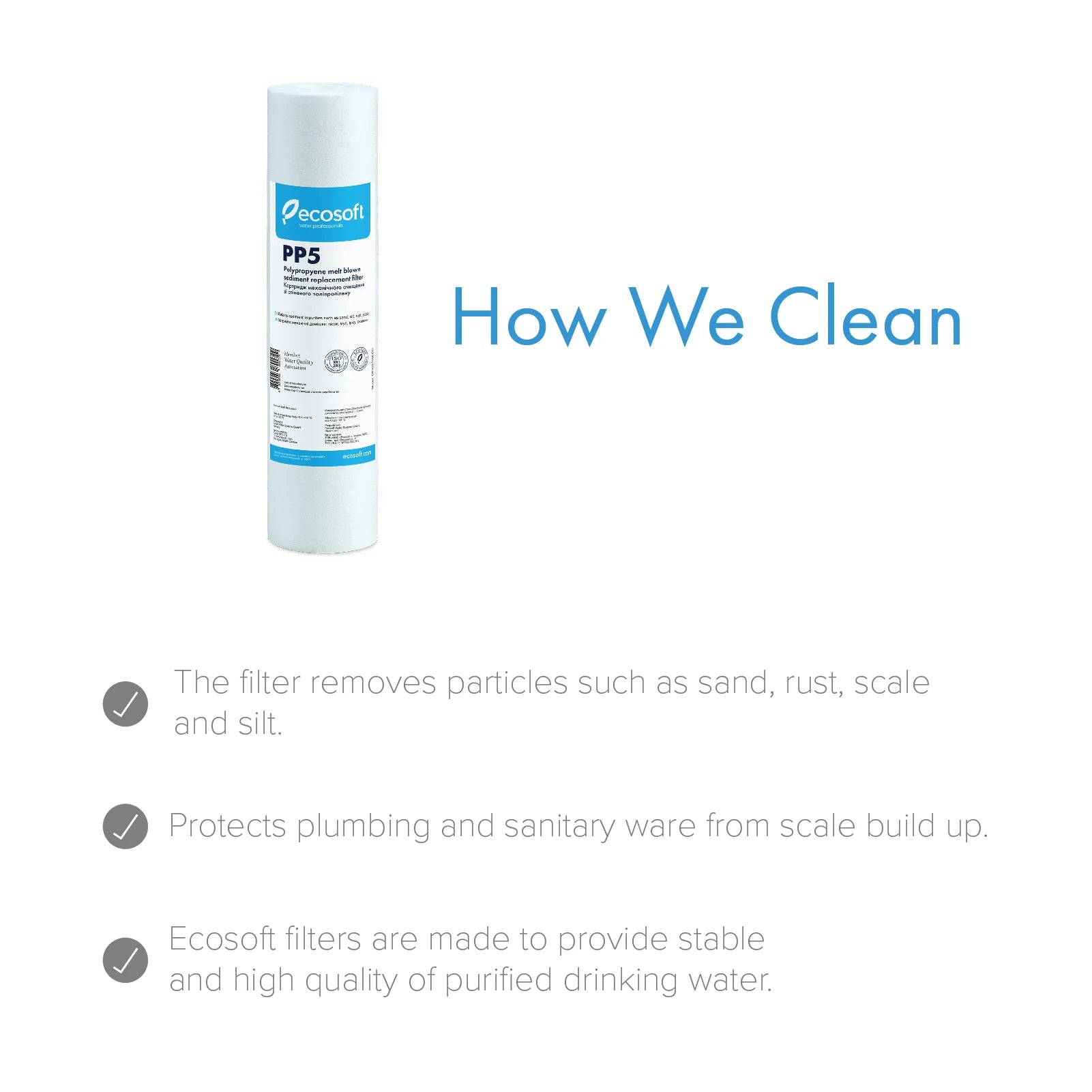 PP melt blown Sediment Replacement Filter 2.5” x 10”,  5 micron - ZYV WATER