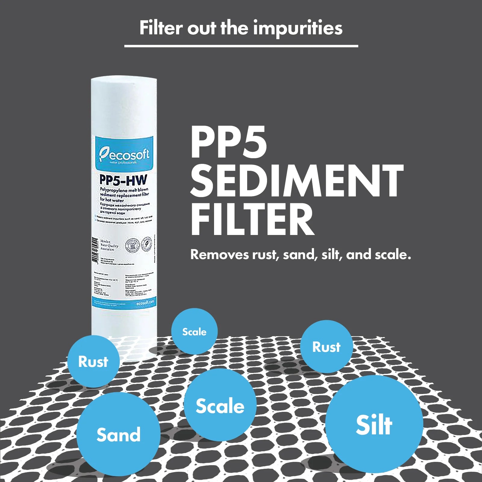 PP melt blown Sediment Replacement Filter 2.5” x 10”,  5 micron, Hot Water - ZYV WATER