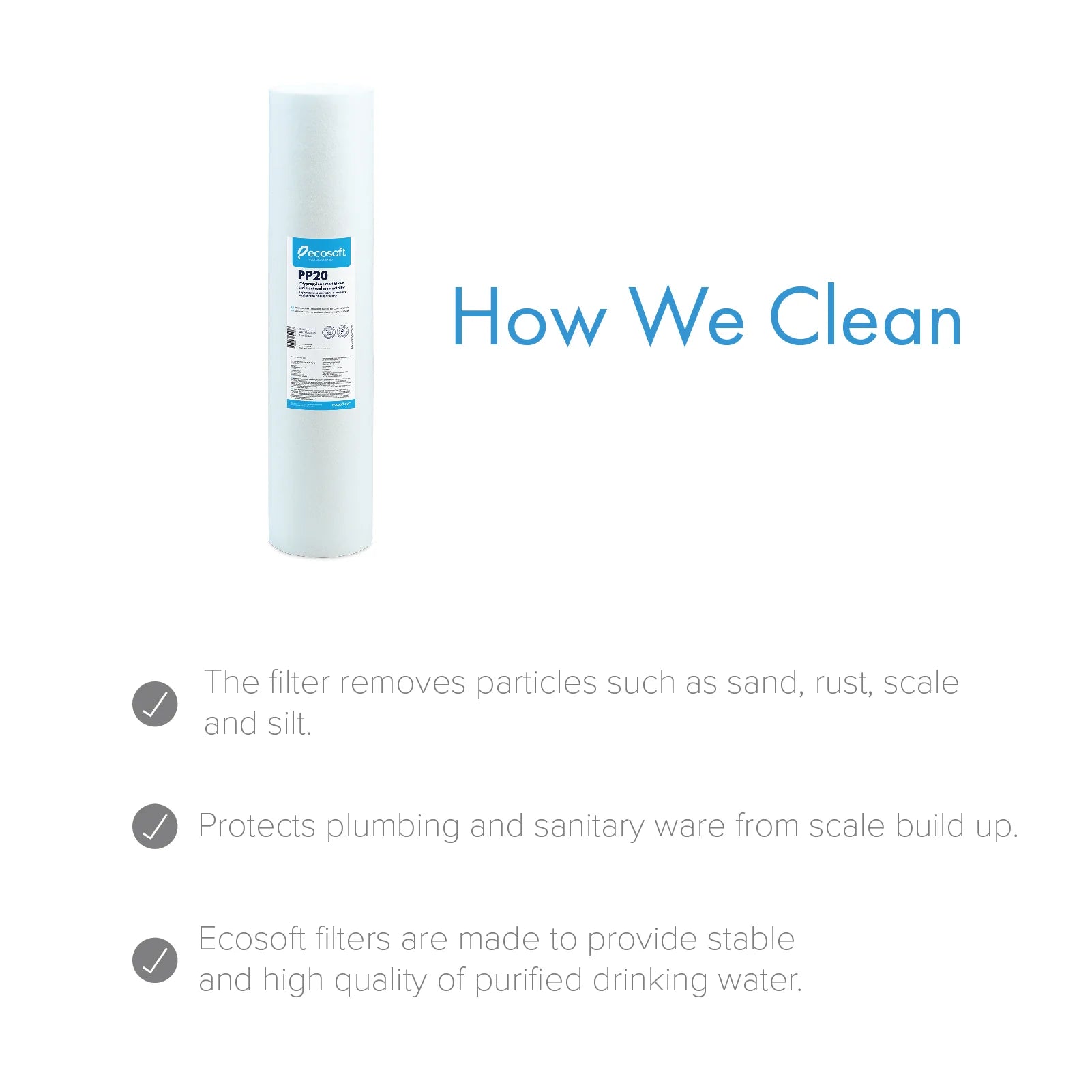 PP Sediment Filter Replacement Filter 4.5” x 20”,  20 micron - ZYV WATER