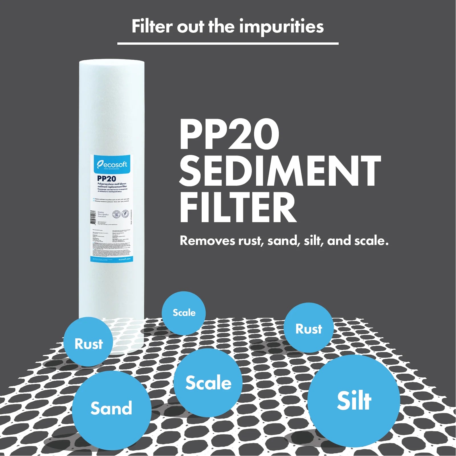 PP Sediment Filter Replacement Filter 4.5” x 20”,  20 micron - ZYV WATER