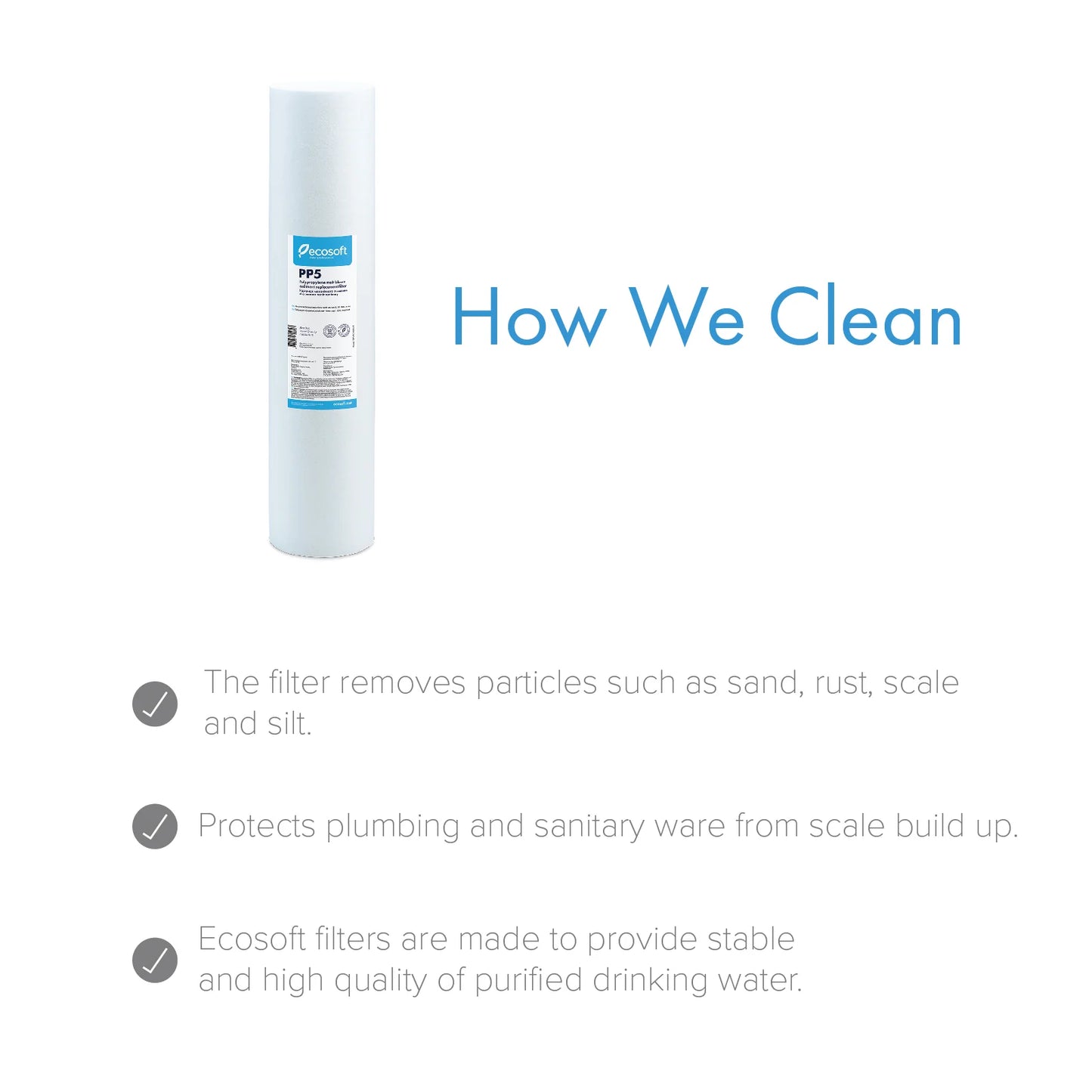 PP melt blown Sediment Filter Replacement Filter 4.5” x 20”, 5 micron - ZYV WATER