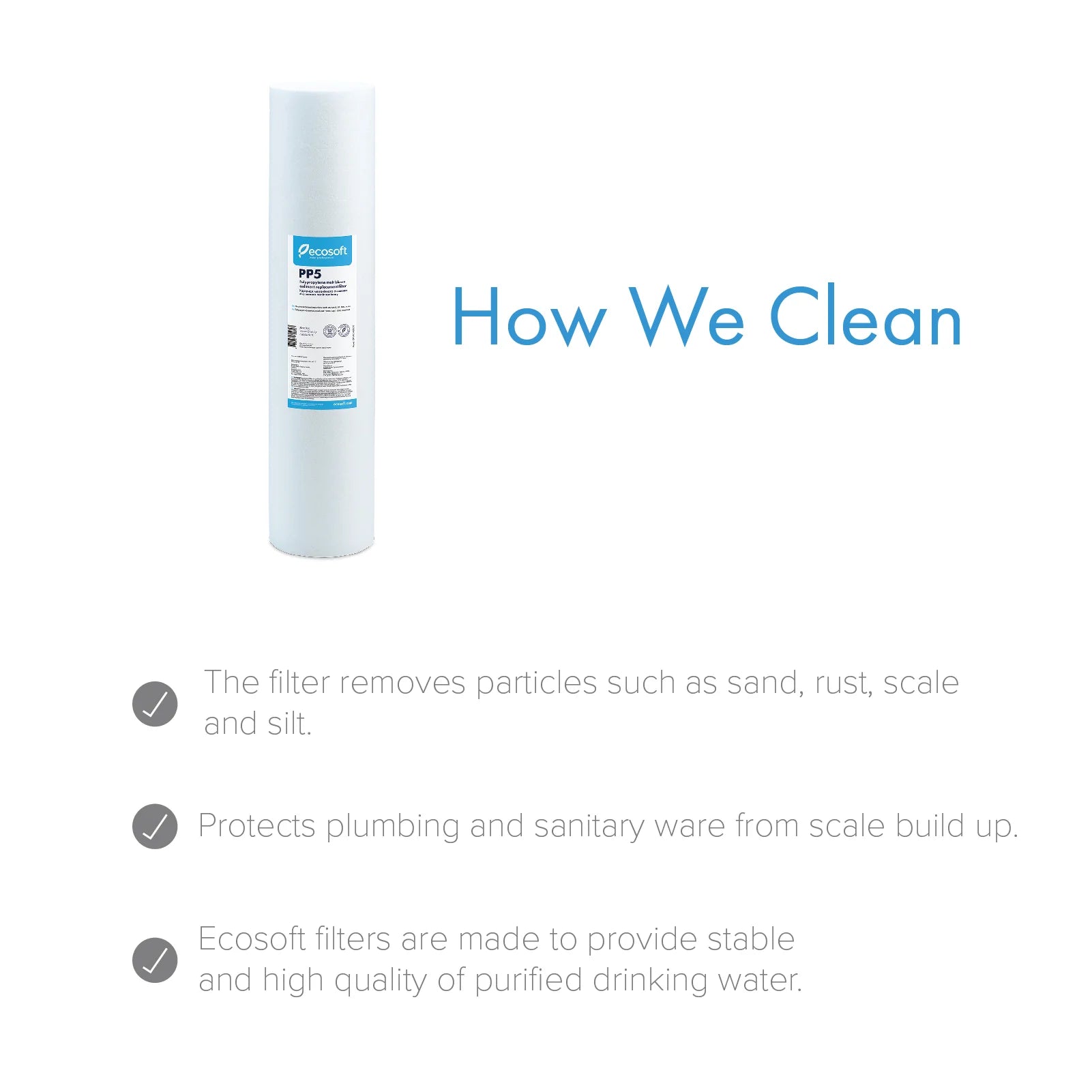 PP melt blown Sediment Filter Replacement Filter 4.5” x 20”, 5 micron - ZYV WATER
